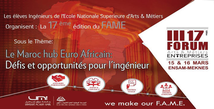 Le 17è Forum des arts et métiers-entreprises ces 15 et 16 mars à Meknès