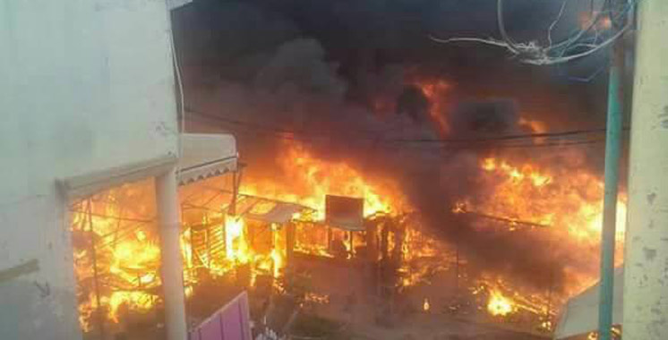 Tanger : Un incendie se déclare au souk populaire “Bir Chifa”