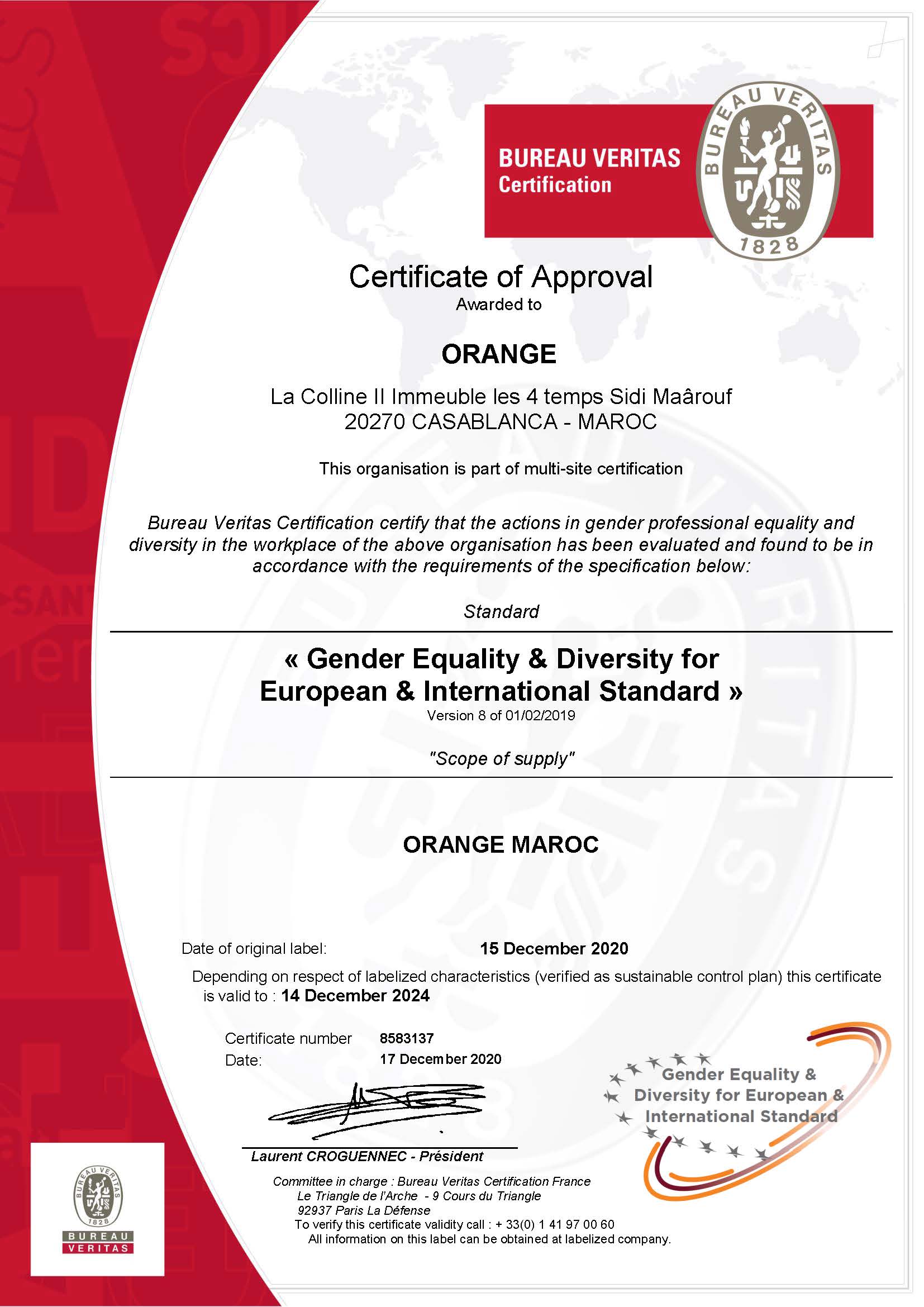 Dicteren Microprocessor Symfonie Diversité et égalité professionnelle : Orange Maroc décroche la  certification GEEIS – Aujourd'hui le Maroc