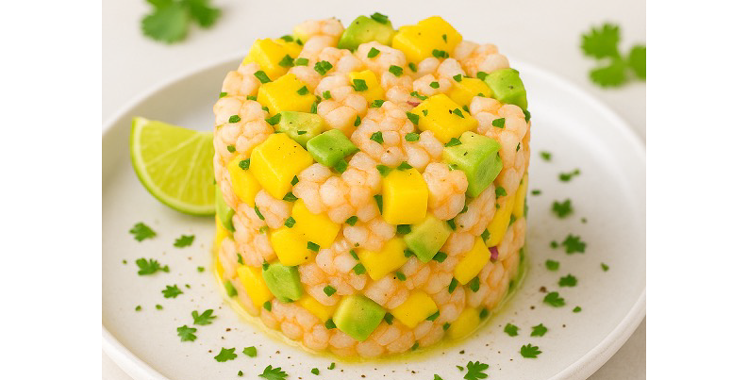 Tartare de crevettes, mangue et avocat