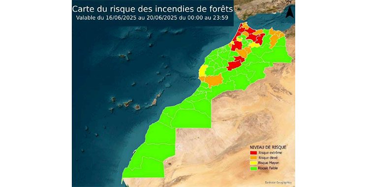 Feux de forêts : Risque extrême dans neuf provinces